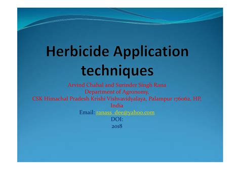 (PDF) Herbicide application techniques