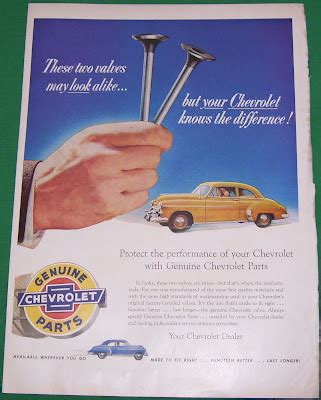 1953 Chevrolet Car Parts Magazine ad genuine valves General Motors | Old Magazine Ads