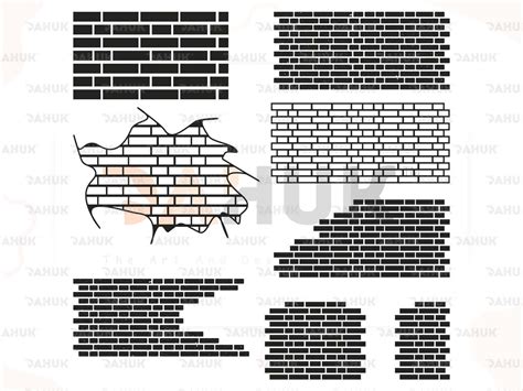 Brick Wall svg Wall svg Silhouette Clipart Cuttable Design | Etsy