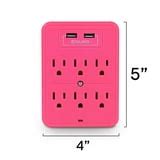 Aduro Surge Protector 6 Outlets Power Strip Station with USB (2 Ports 2.1A) Wall Mount Multiple ...