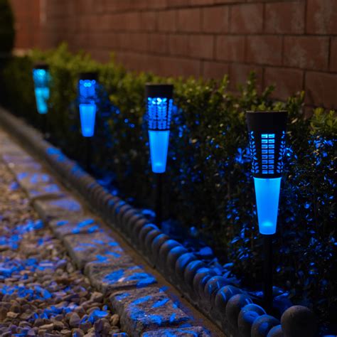 Solar Powered Stake Lights, White and Colour Changing LEDs | Outdoor Path Garden Lighting ...