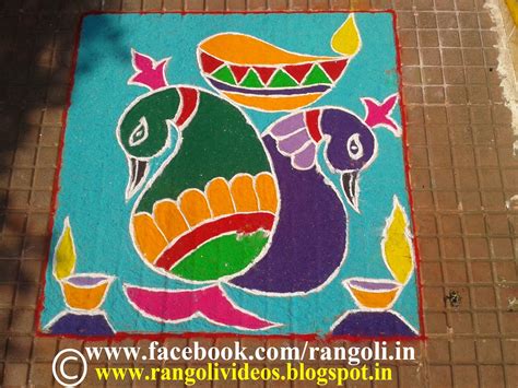 Diwali Rangoli , Kolam , Designs Images: Peacock Rangoli Designs