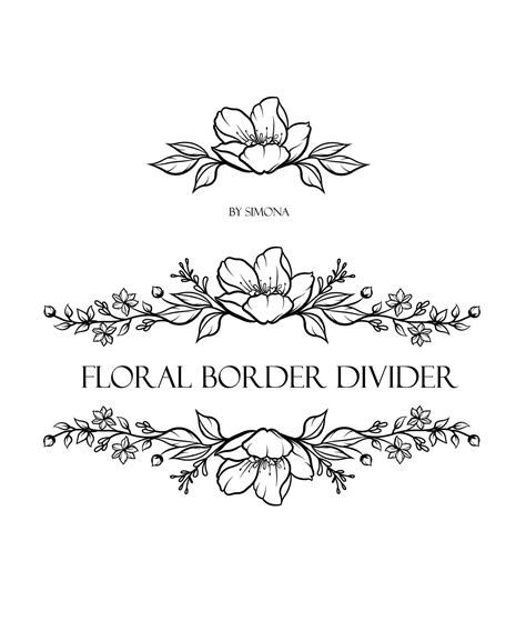 Flowers Floral Border Divider Hand Drawn LOGO Art/clipart/vector ...