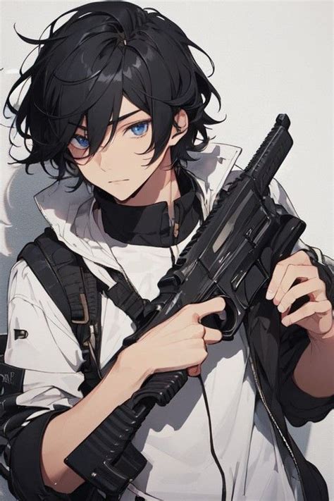 Anime Boy With Machine Gun