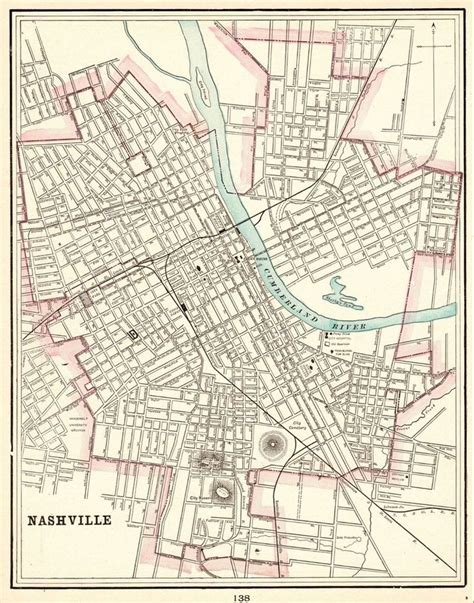 1900 Antique NASHVILLE Map Original Vintage Map of Nashville Tennessee 6150 | Nashville map ...