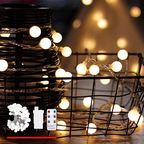 LED String Lights, with Wireless Remote Control, Warm White, 49ft 100 Decorative Lights for ...