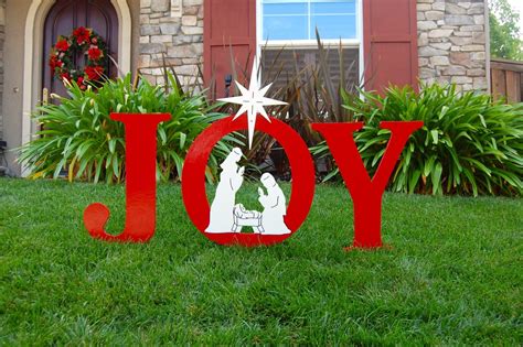 JOY Nativity Outdoor Holiday Christmas Yard Art Sign