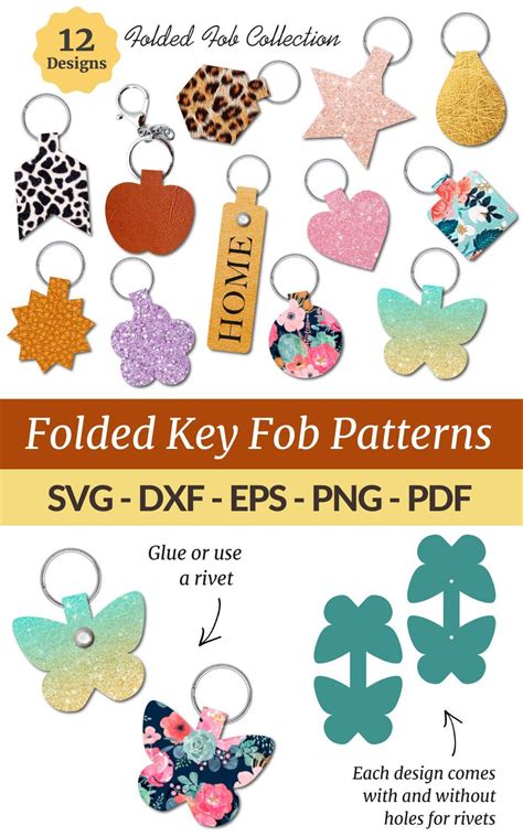 Key Fob SVG, Faux Leather Keychain Template, (1472378) | Leather ...