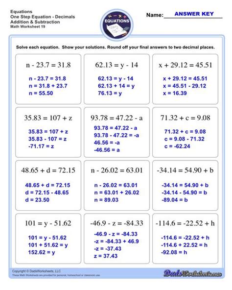 One Step Equations