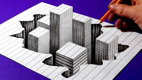 How to Draw 3D Buildings in a Hole - Trick Art Drawing - YouTube