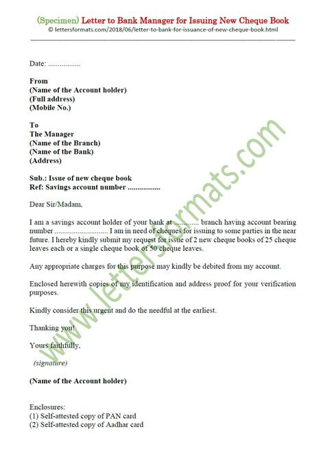 Request Letter For Bank Cheque Book