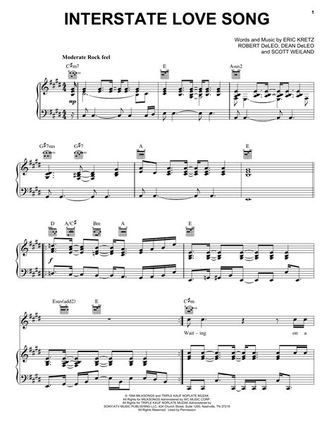 Interstate Love Song | Sheet Music Direct