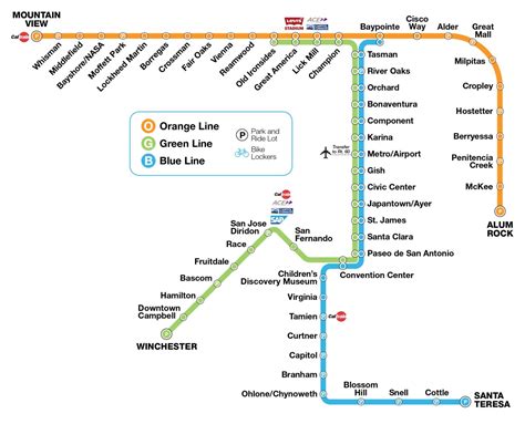 Transit Maps: Official Map: VTA San Jose Light Rail Map, 2020