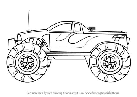 How to Draw a Monster Truck (Trucks) Step by Step | DrawingTutorials101.com