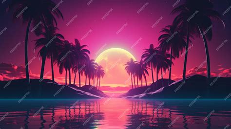 Premium AI Image | synthwave background