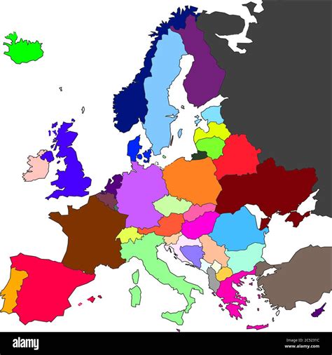 Map of Europe but each my 1st favorite country in europe is colored my 1st favorite color and so ...