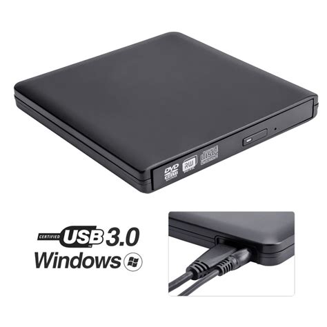 ROOFULL External DVD Drive with Power Supply Cable, Portable USB 3.0 CD DVD RW Optical Drive ...