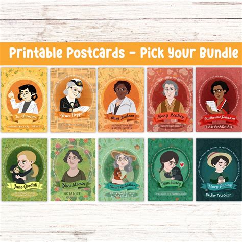 Famous Scientist Printable Postcards Science Art Stem Postcard Wall Art Feminist Print Women in ...