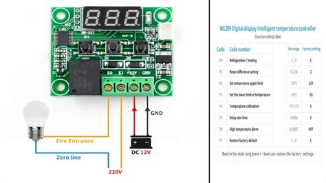 W1209 Digital Temperature Controller Circuit Diagram