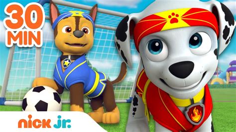 PAW Patrol Rescues & Healthy Habits! w/ Chase & Marshall ⚽️ | 30 Minute Compilation | Nick Jr ...