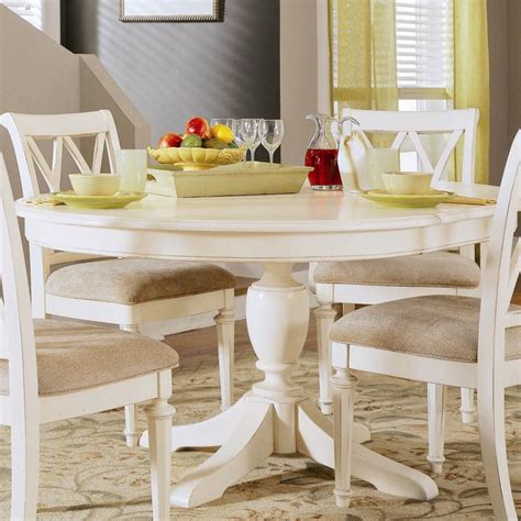 White Round Dining Room Table With Leaf • Faucet Ideas Site