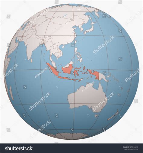 Indonesia On Globe Earth Hemisphere Centered Stock Vector (Royalty Free ...