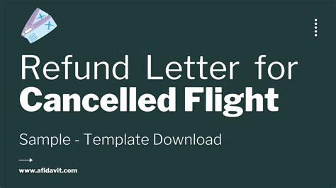 Flight Cancellation Refund Application – Cancelled Flight Compensation Letter Template Download