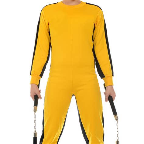 Kung Fu Bruce Lee Classic Game Of Death Costume Yellow Jumpsuit Uniform ...