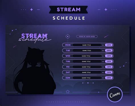 Starry Sky Stream Schedule Template | Purple Stars & Clouds Twitch ...