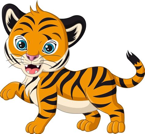 Cute baby tiger cartoon on white background 5113014 Vector Art at Vecteezy