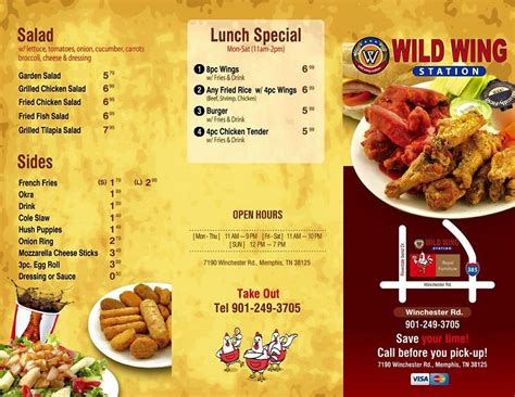 Menu at Wild Wings Station restaurant, Memphis