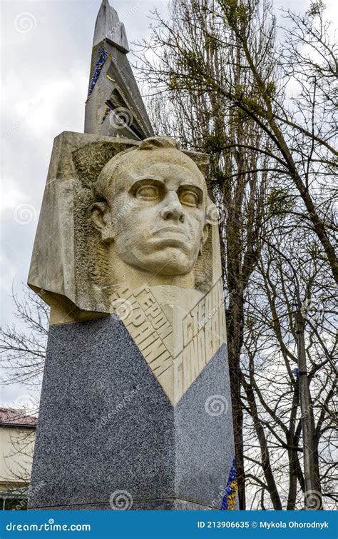 Monument Of Stepan Bandera In Park .Bust Of Stepan Bandera In Zdolbuniv ...