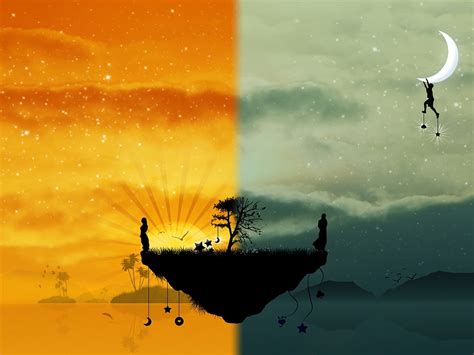 Night and day illustration HD wallpaper | Wallpaper Flare