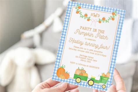 Printable Pumpkin Patch Birthday Invitation Fall Autumn - Etsy