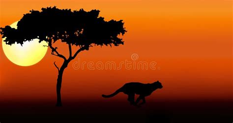 Cheetah running silhouette stock illustration. Image of wildlife - 7359550