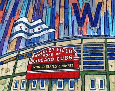 Wrigley Field Art, Chicago Cubs, World Series Champs, Fly the W ...