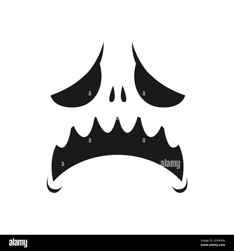 Sad monster face vector icon, scary or evil emoji with unhappy creepy eyes and yelling open ...