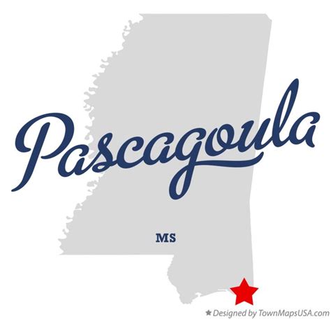 Map of Pascagoula, MS, Mississippi