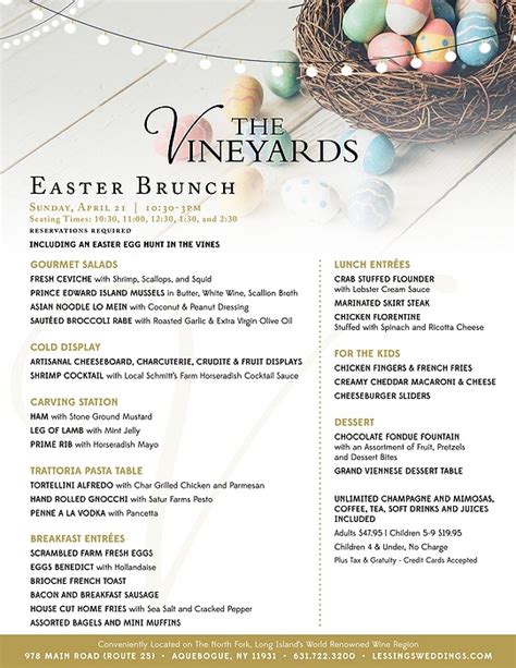 Easter Brunch at The Vineyards at Aquebogue