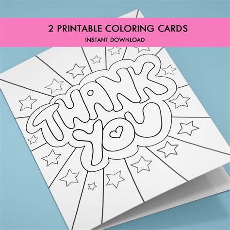 Thank You Cards Paper & Party Supplies Blank Inside Card Kids Coloring Thank You Card Teacher ...