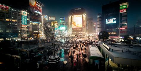 shibuya crossing at night by ChristianRudat on DeviantArt