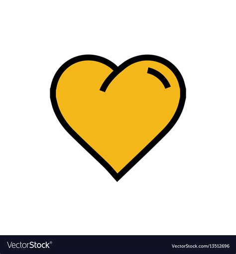 Heart icon cartoon yellow color Royalty Free Vector Image