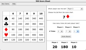 Progressive Card Game 500 Score Sheets