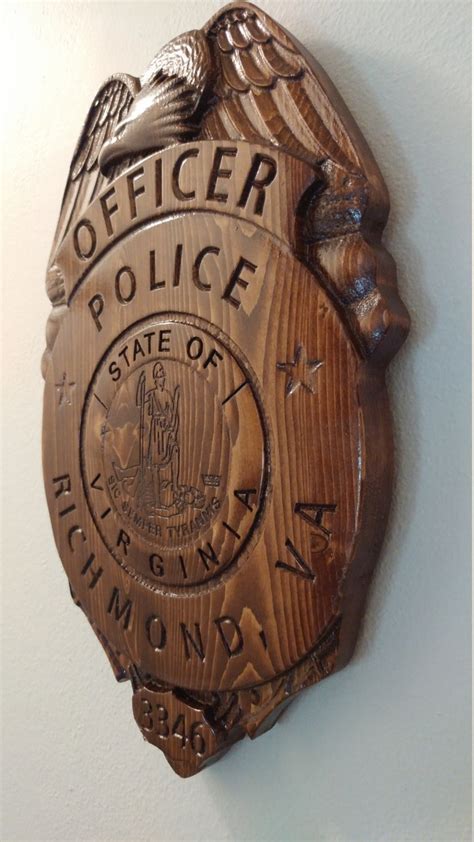 Richmond Police Officer Badge 3D V CARVED Personalized - Etsy