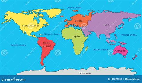 World map continents stock illustration. Illustration of cartography ...