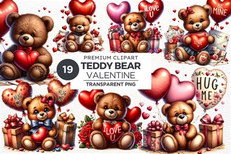 Valentine's day Teddy bear Clipart for crafts and sublimation