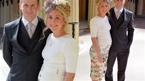 Pregnant Laura Kenny shows off her growing baby bump at CBE ceremony alongside husband Jason ...