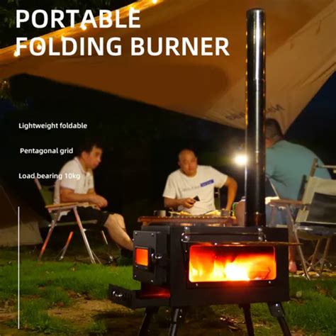 OUTDOOR PORTABLE TENT Camping Wood Burning Stove with Pipe For Tent Cooking E4 $252.99 - PicClick