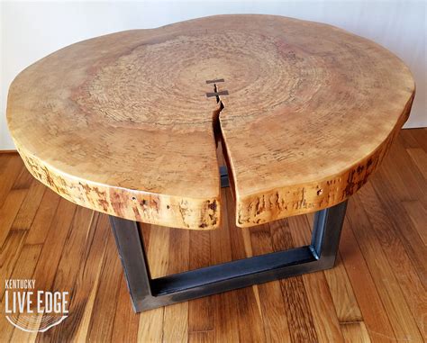 Round Coffee Table- Live Edge- Industrial- Tree Slice- Log- Rustic- Fu - Kentucky LiveEdge