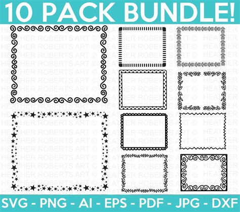 Frame Border SVG Bundle, Square Frames SVG, Fancy Borders SVG, Fancy ...